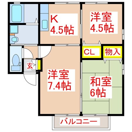 サンヒルズ姶良　Ｂ棟の物件間取画像